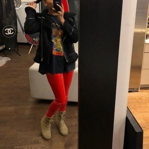 FIRE RED LATEX PANTS